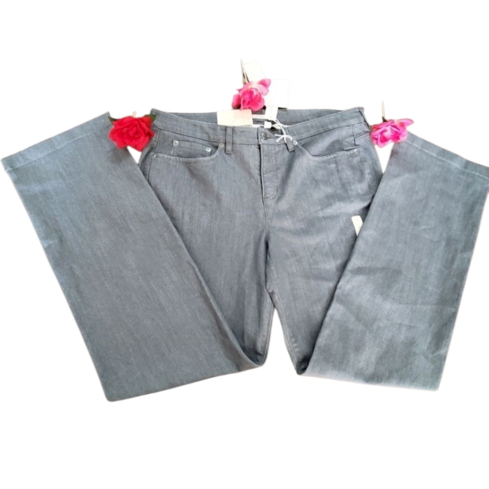 NWT JONES NEW YORK SPORT JEANS STRAIGHT GRAY DENIM Sz 16